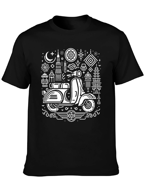 Retro Scooter Graphic Tee - Black