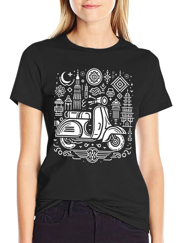 Retro Scooter Graphic Tee - Black