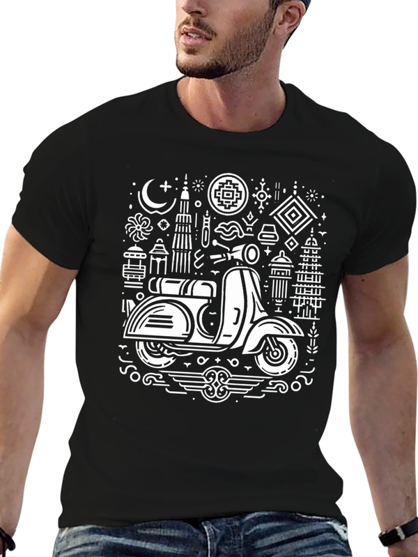 Retro Scooter Graphic Tee - Black