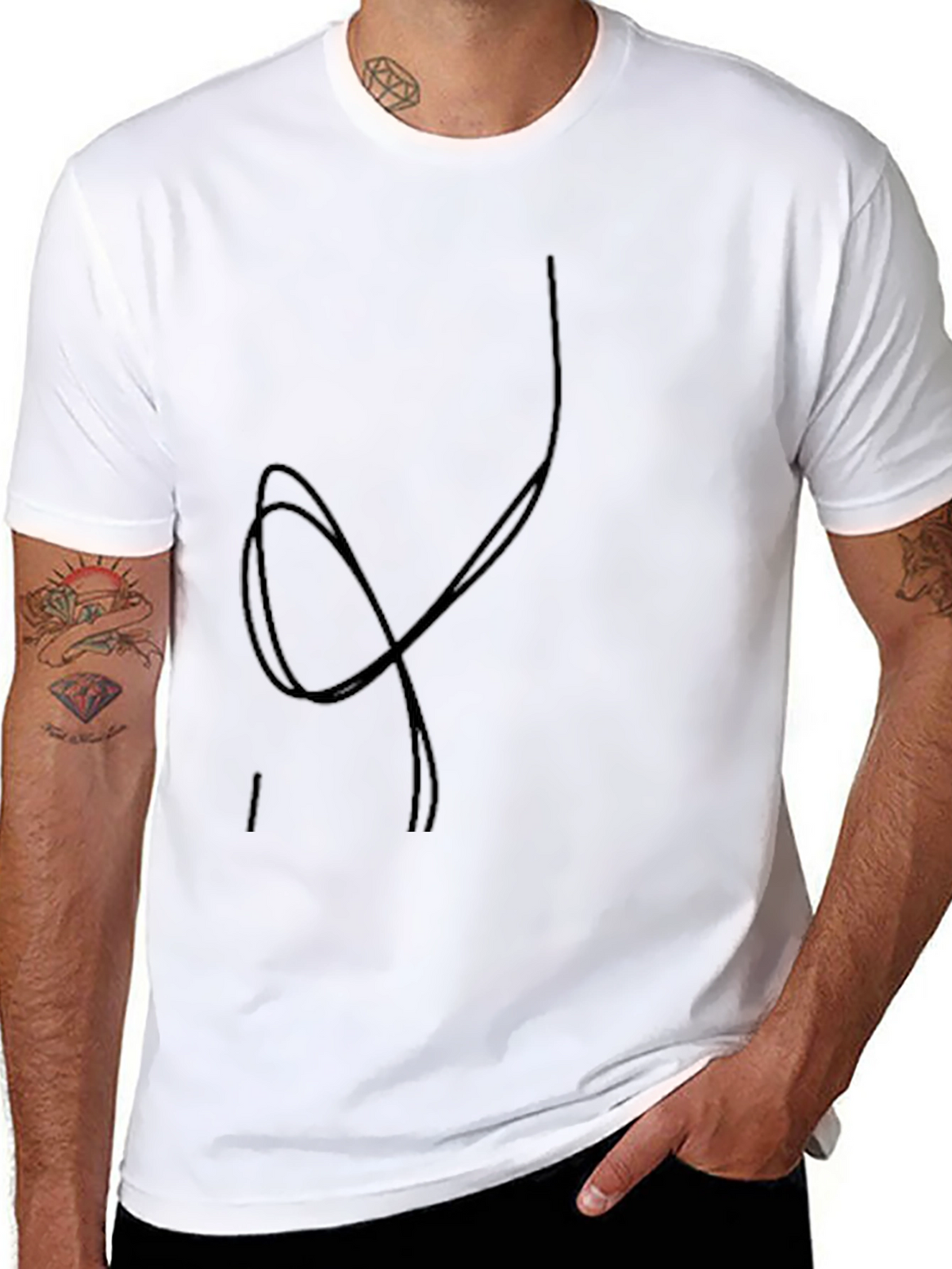 Modern Graphic Tee - Black Crew Neck Cotton Shirt