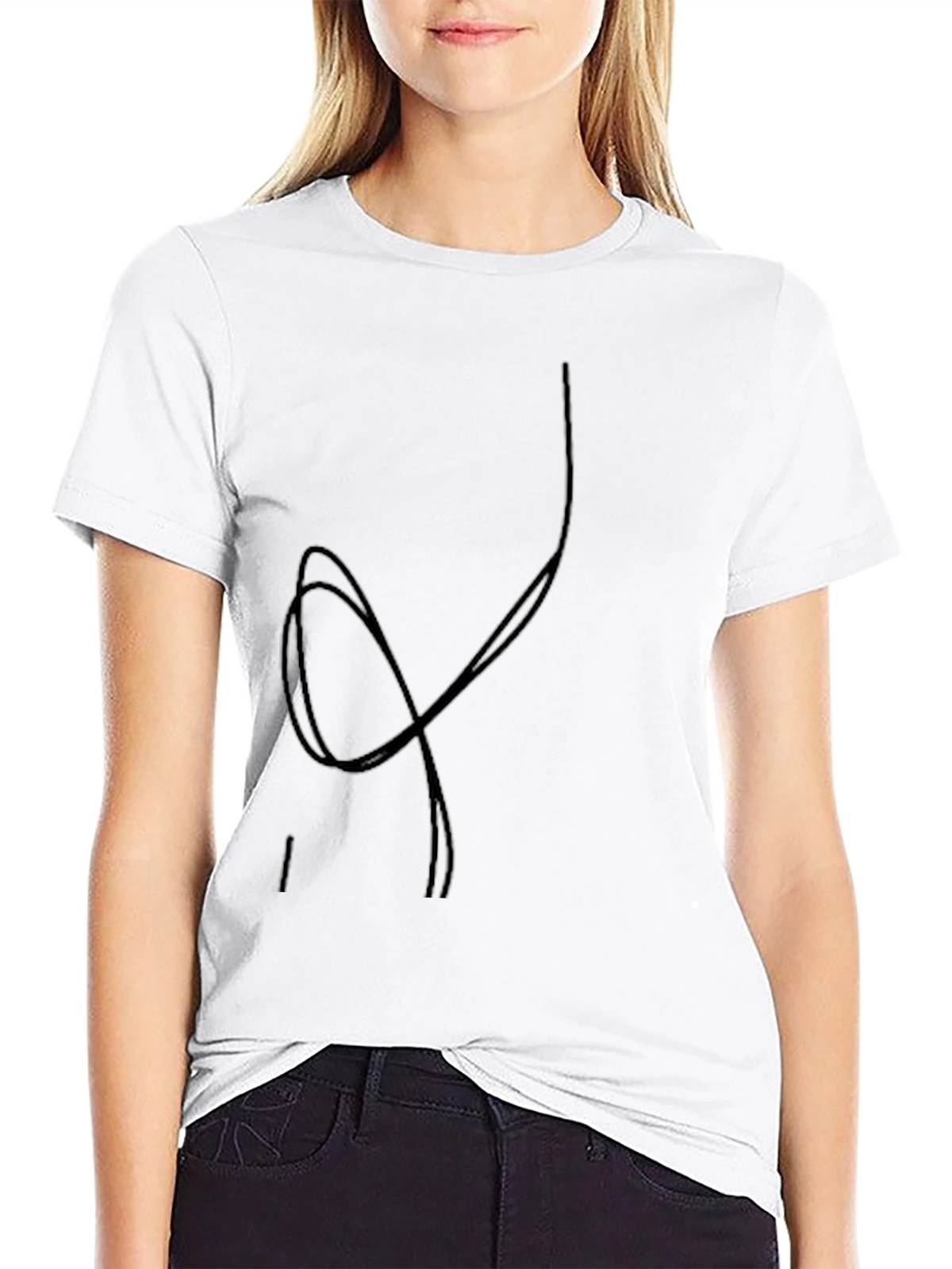Modern Graphic Tee - Black Crew Neck Cotton Shirt