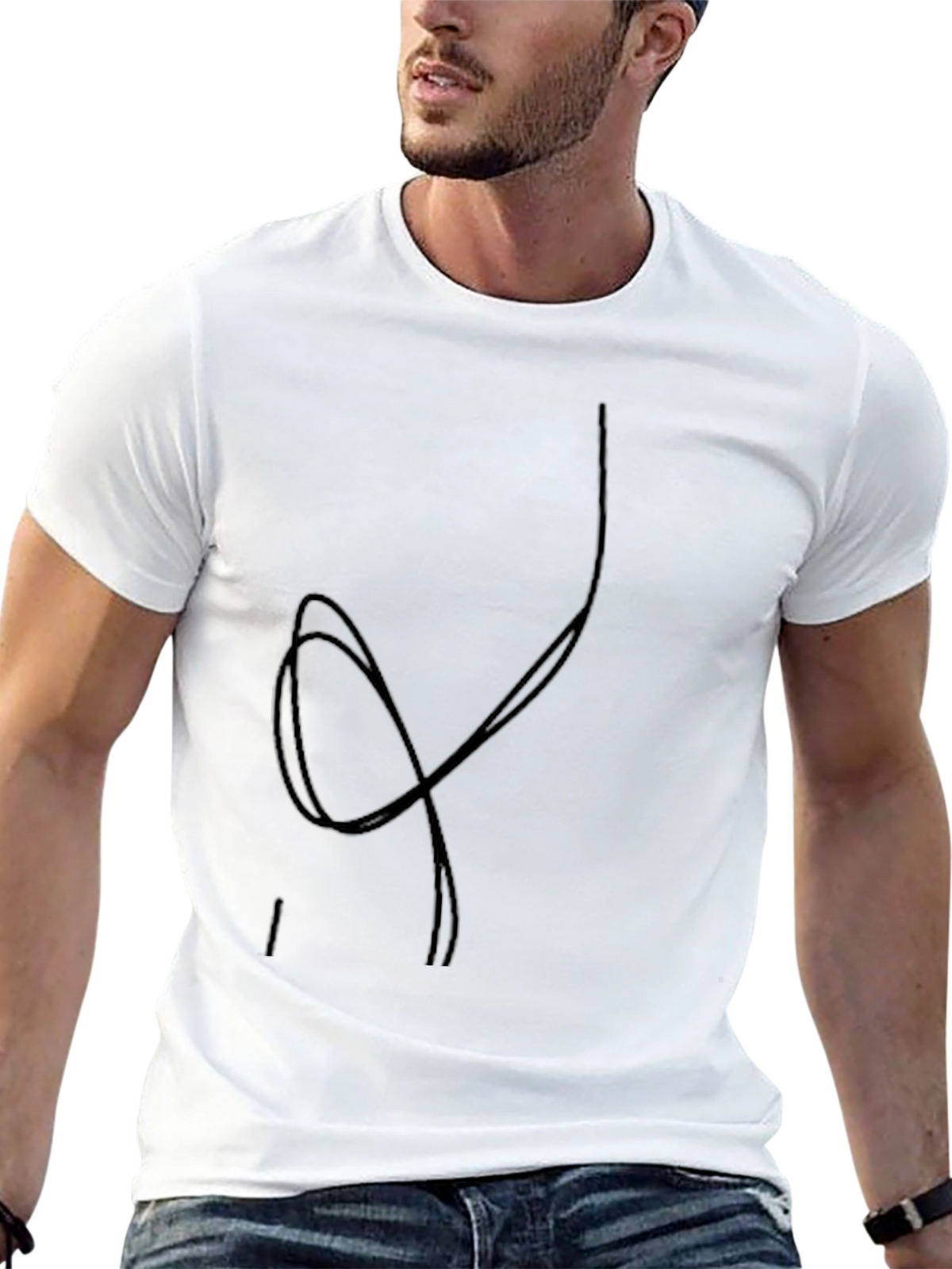 Modern Graphic Tee - Black Crew Neck Cotton Shirt