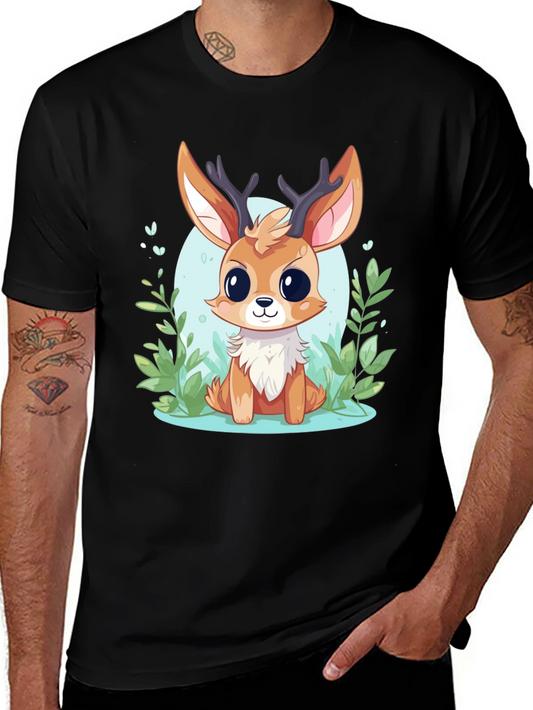 Cute Deer Cartoon Graphic T-Shirt