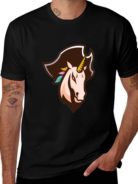 Pirate Unicorn Graphic Tee - Black Cotton T-Shirt