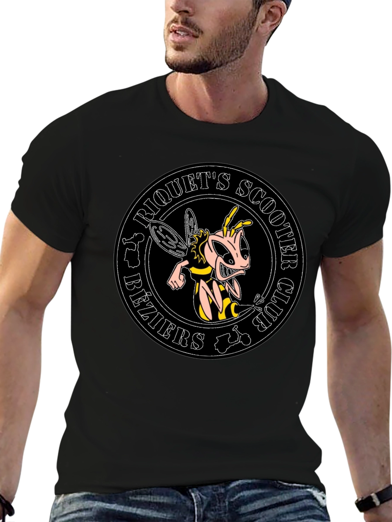 Riquets Scooter Club Bee Graphic Black T-Shirt