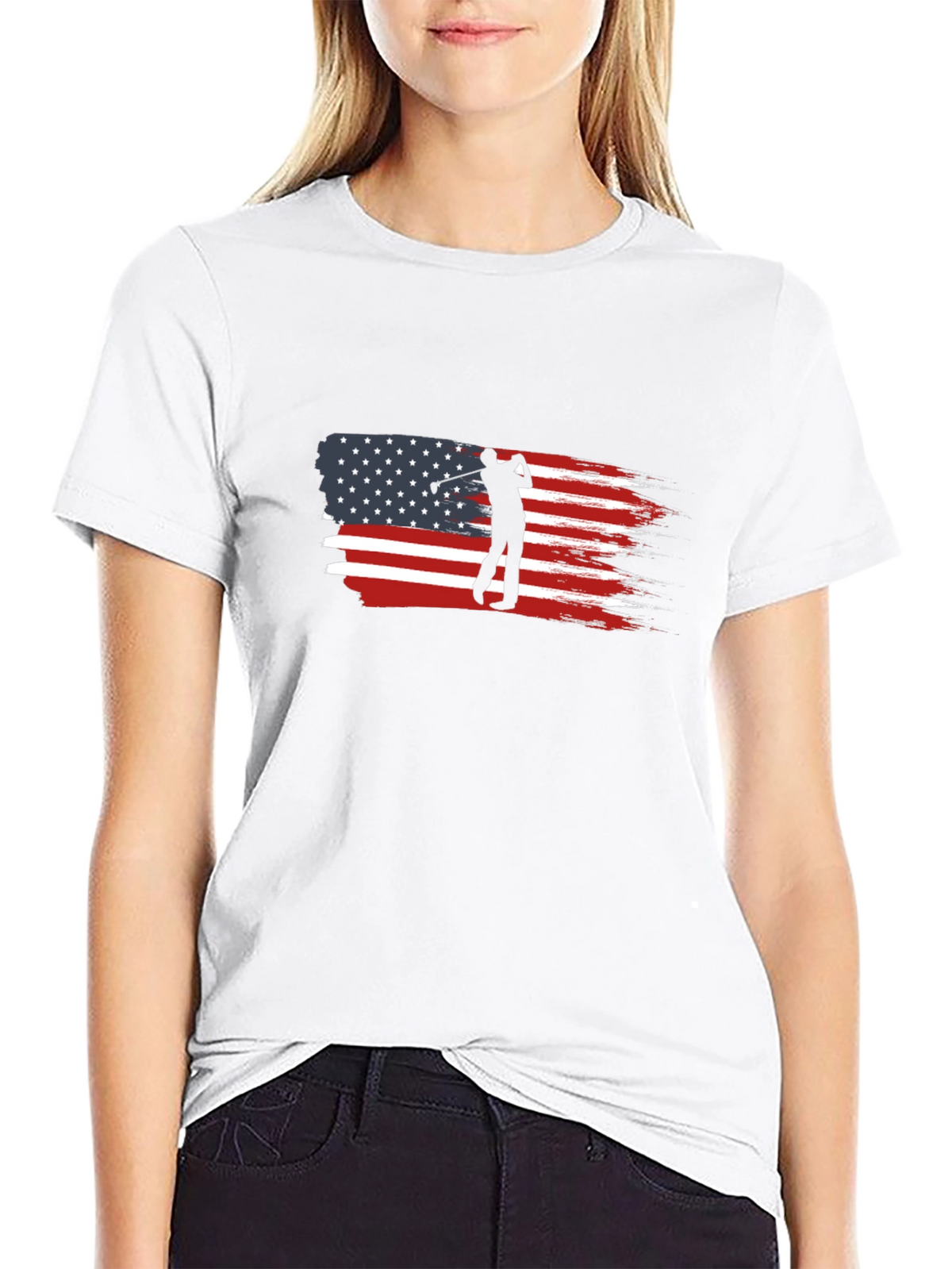 American Flag Golfer Graphic Tee - Black