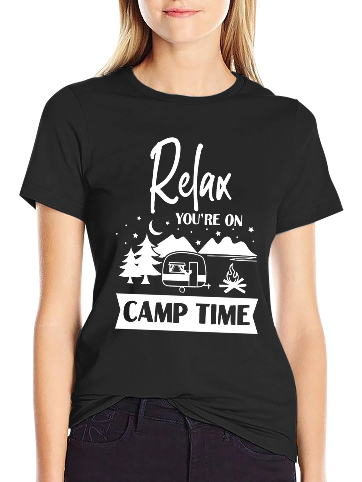 Relax Youre On Camp Time Black T-Shirt