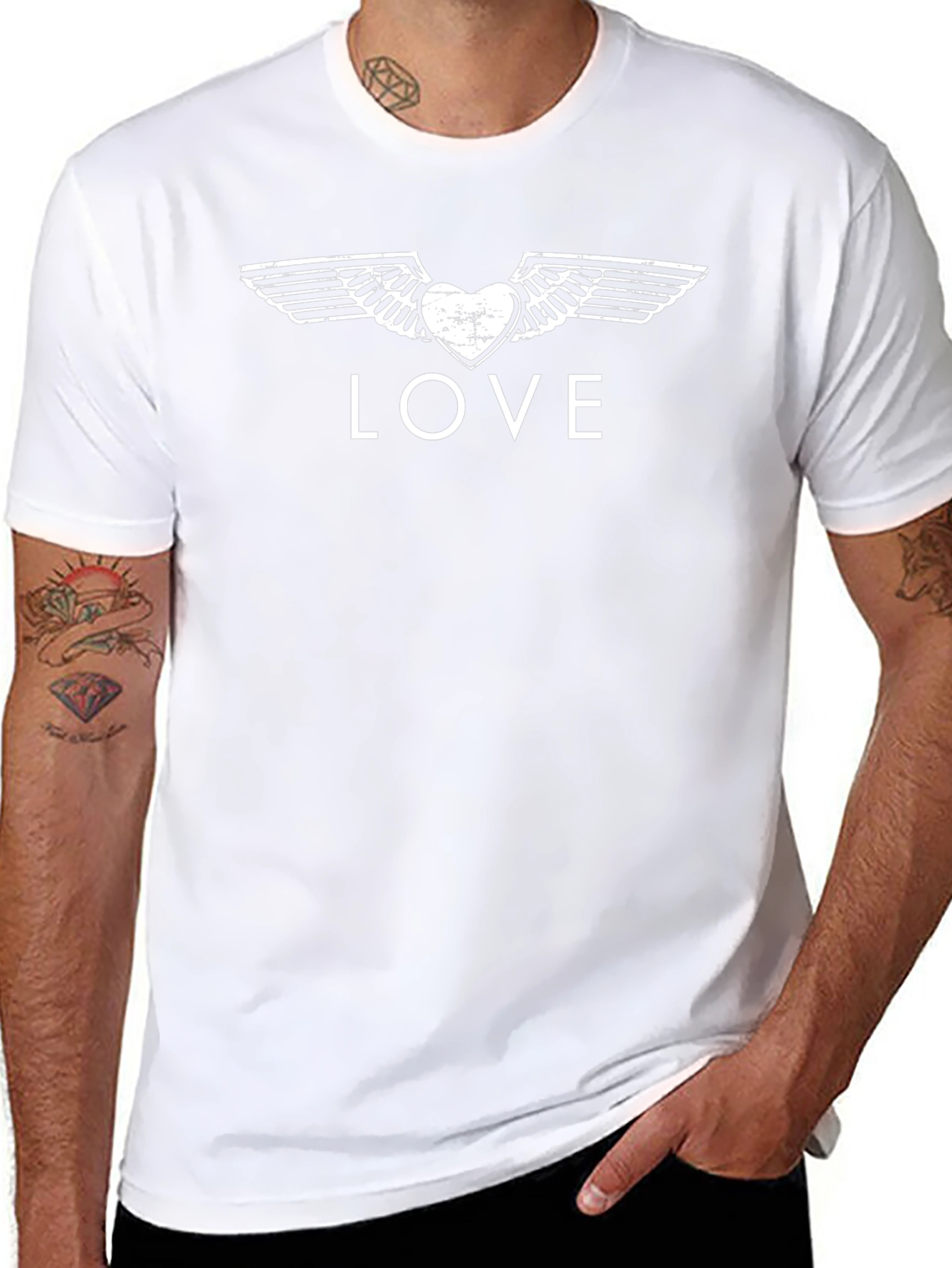 Winged Heart Love Tee - Classic Black