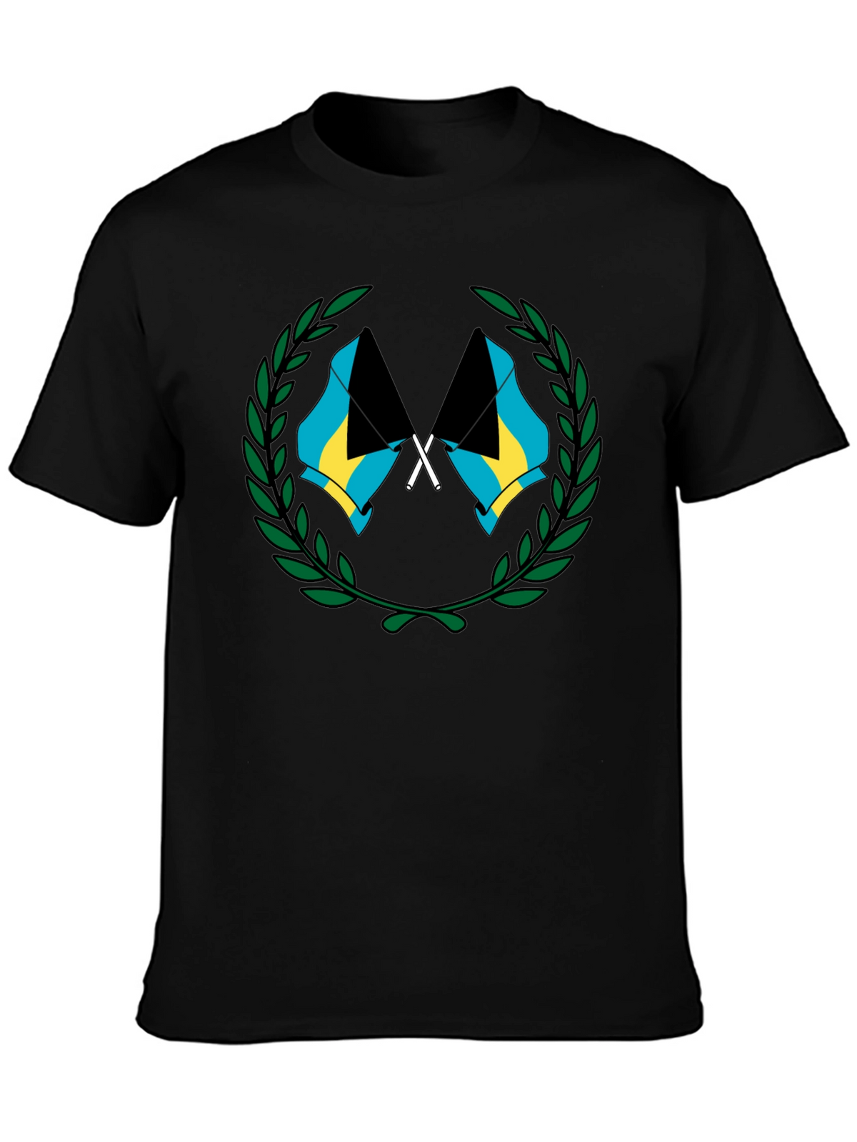 Bahamas Flag Graphic T-Shirt - Black