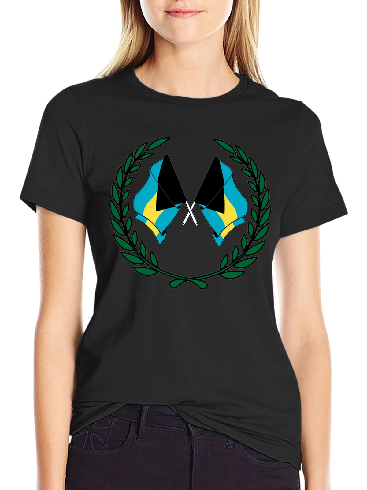 Bahamas Flag Graphic T-Shirt - Black