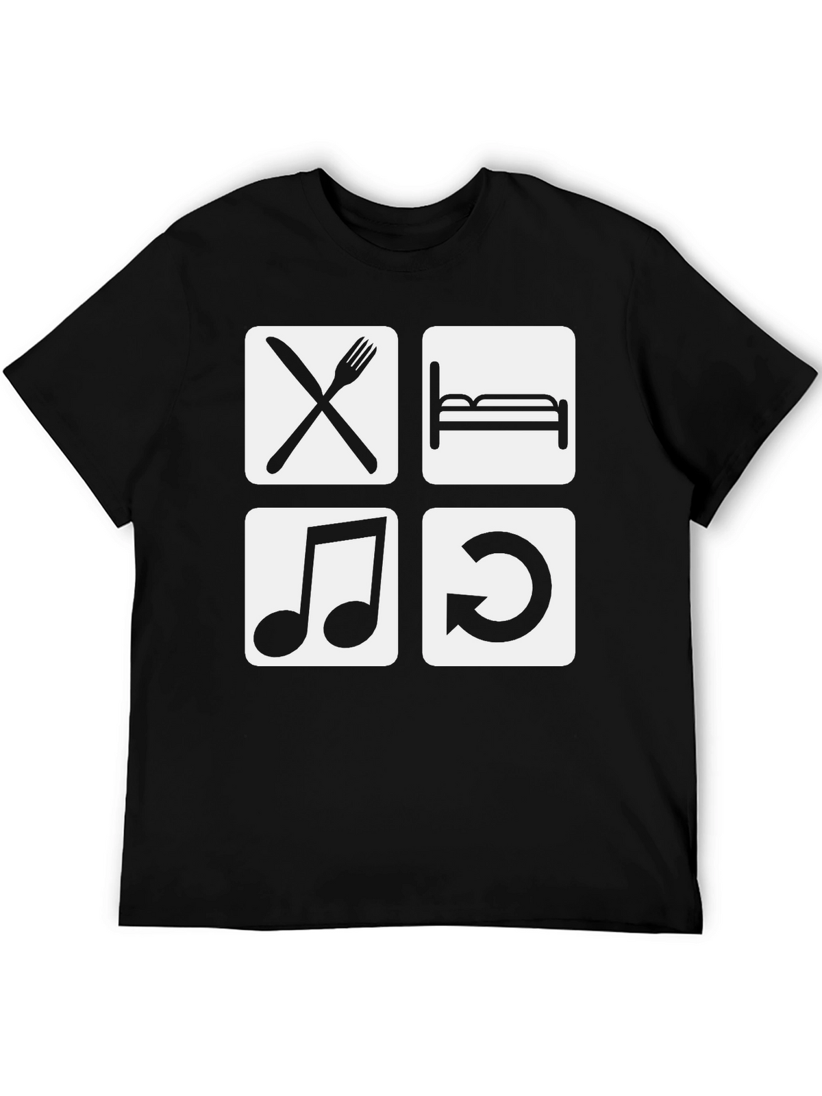 Eat Sleep Music Repeat Black Graphic Tee