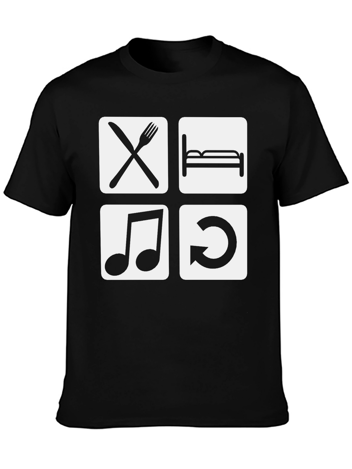 Eat Sleep Music Repeat Black Graphic Tee