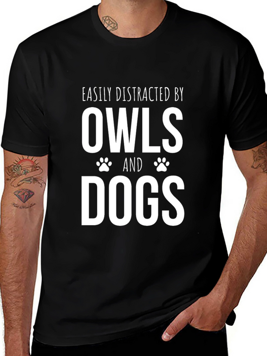 Easily Distracted by Owls and Dogs T-Shirt