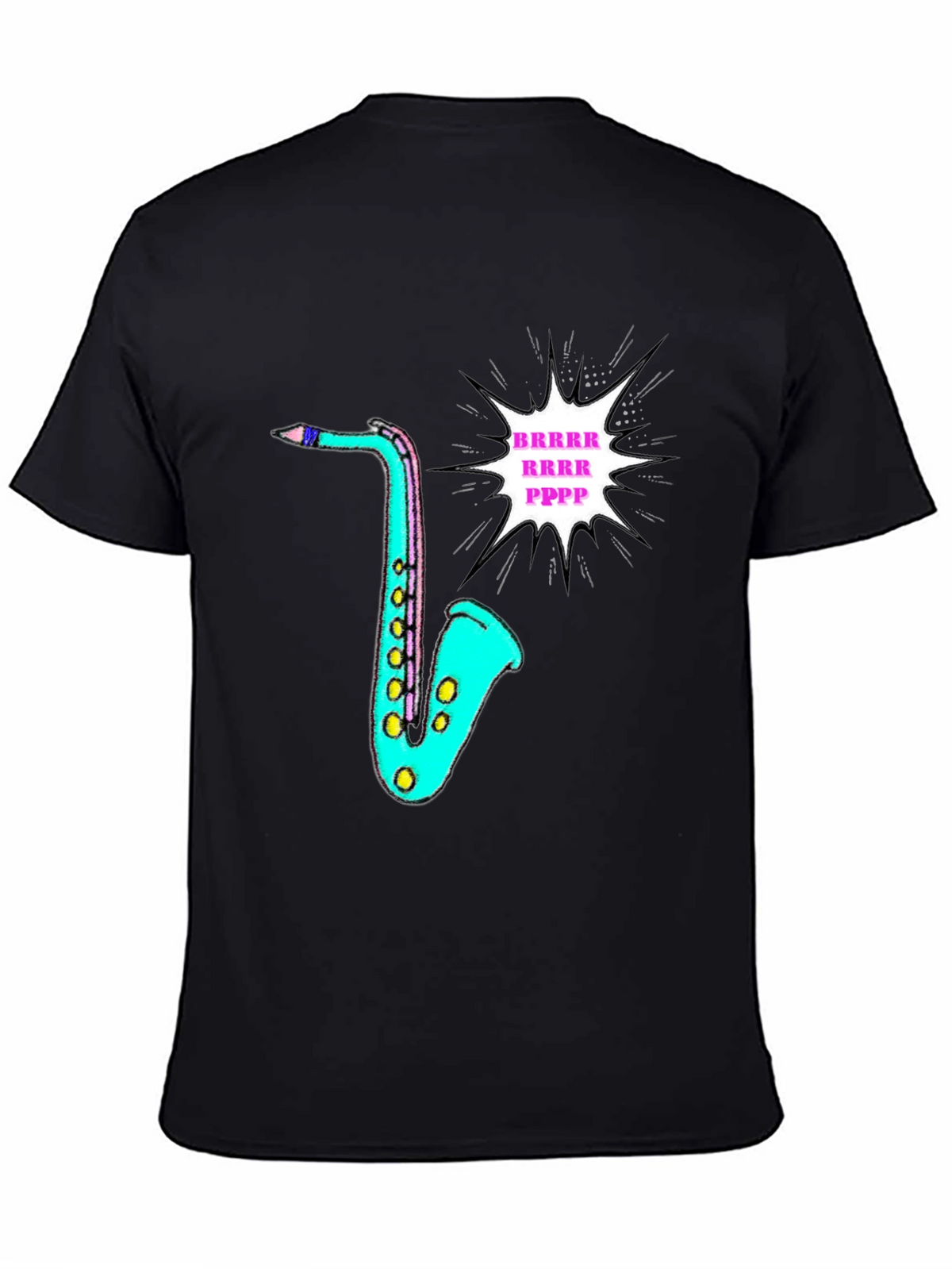 Funky Saxophone Graphic Tee - Black