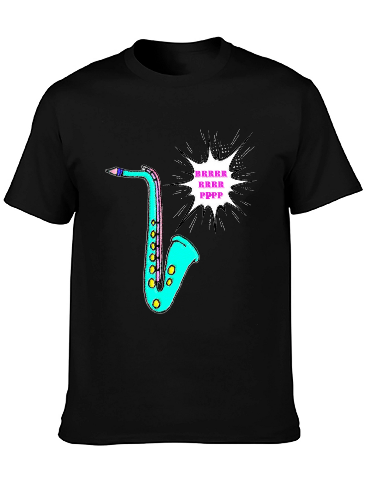 Funky Saxophone Graphic Tee - Black