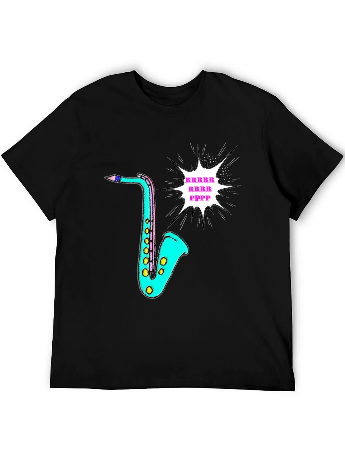 Funky Saxophone Graphic Tee - Black
