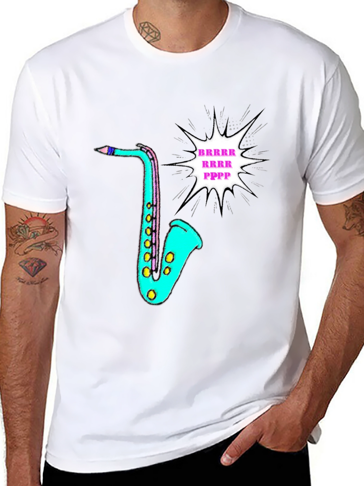 Funky Saxophone Graphic Tee - Black
