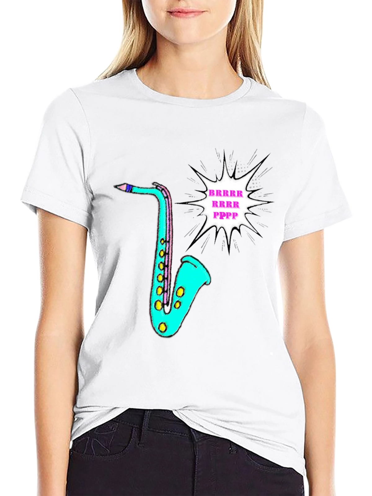 Funky Saxophone Graphic Tee - Black