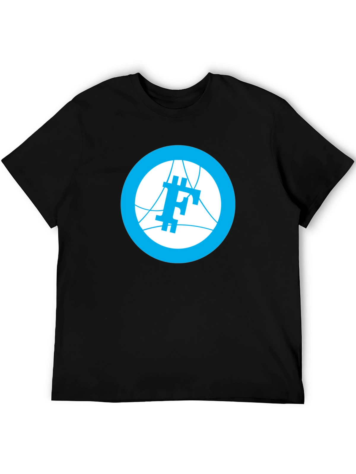 Modern Blue Logo Graphic Black T-Shirt