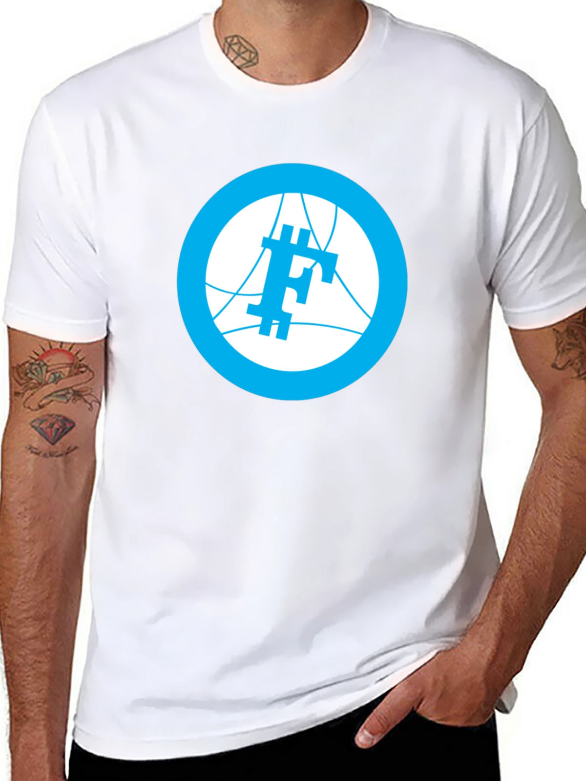 Modern Blue Logo Graphic Black T-Shirt