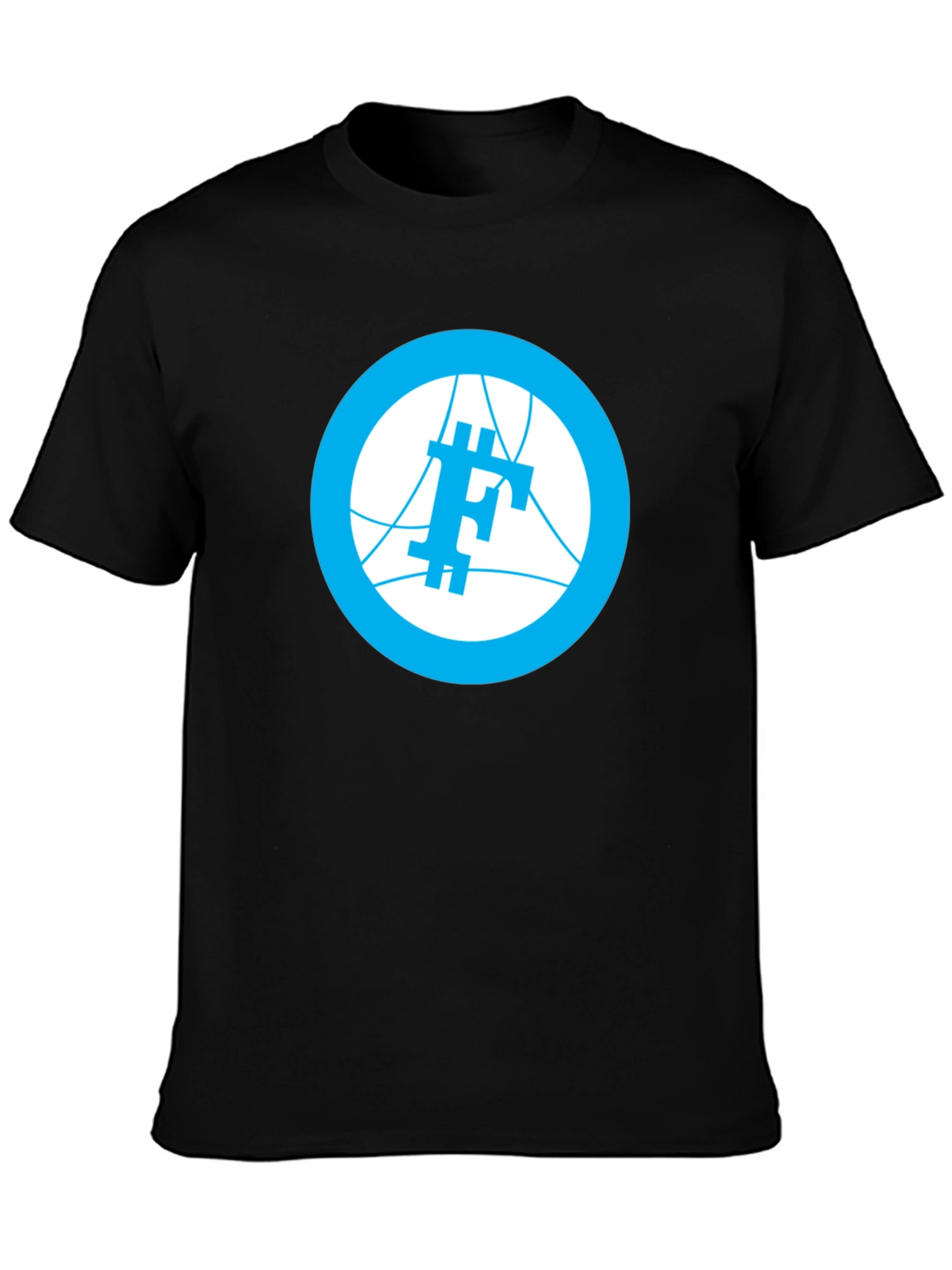 Modern Blue Logo Graphic Black T-Shirt