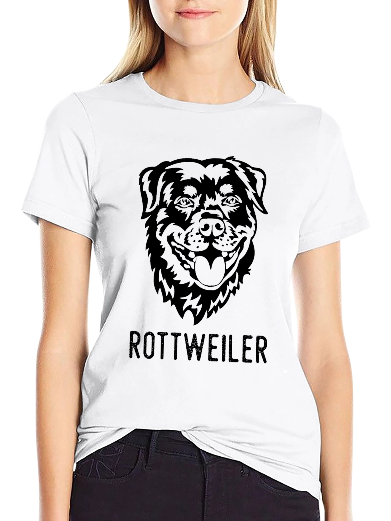 Rottweiler Dog Breed Graphic Print Mens Black T-Shirt