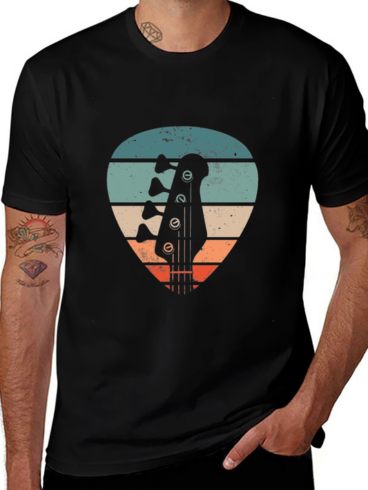 Retro Bass Guitar Pick T-Shirt - Vintage Style Tee