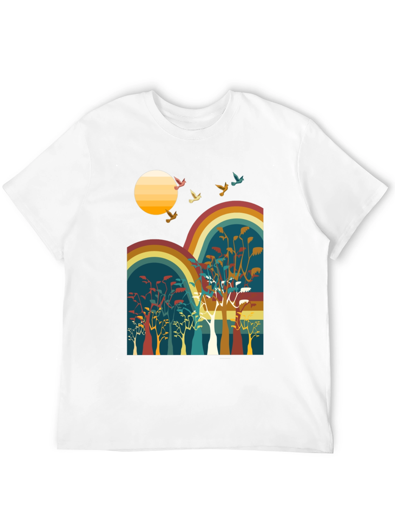 Retro Sunset & Birds Graphic Tee