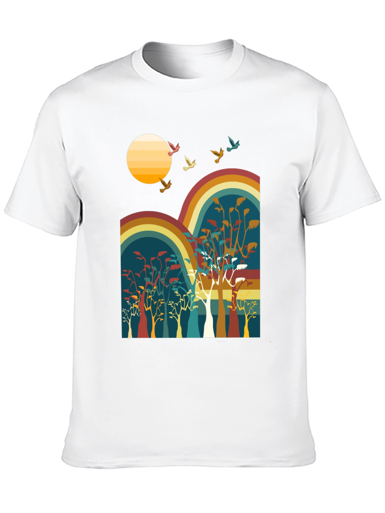 Retro Sunset & Birds Graphic Tee