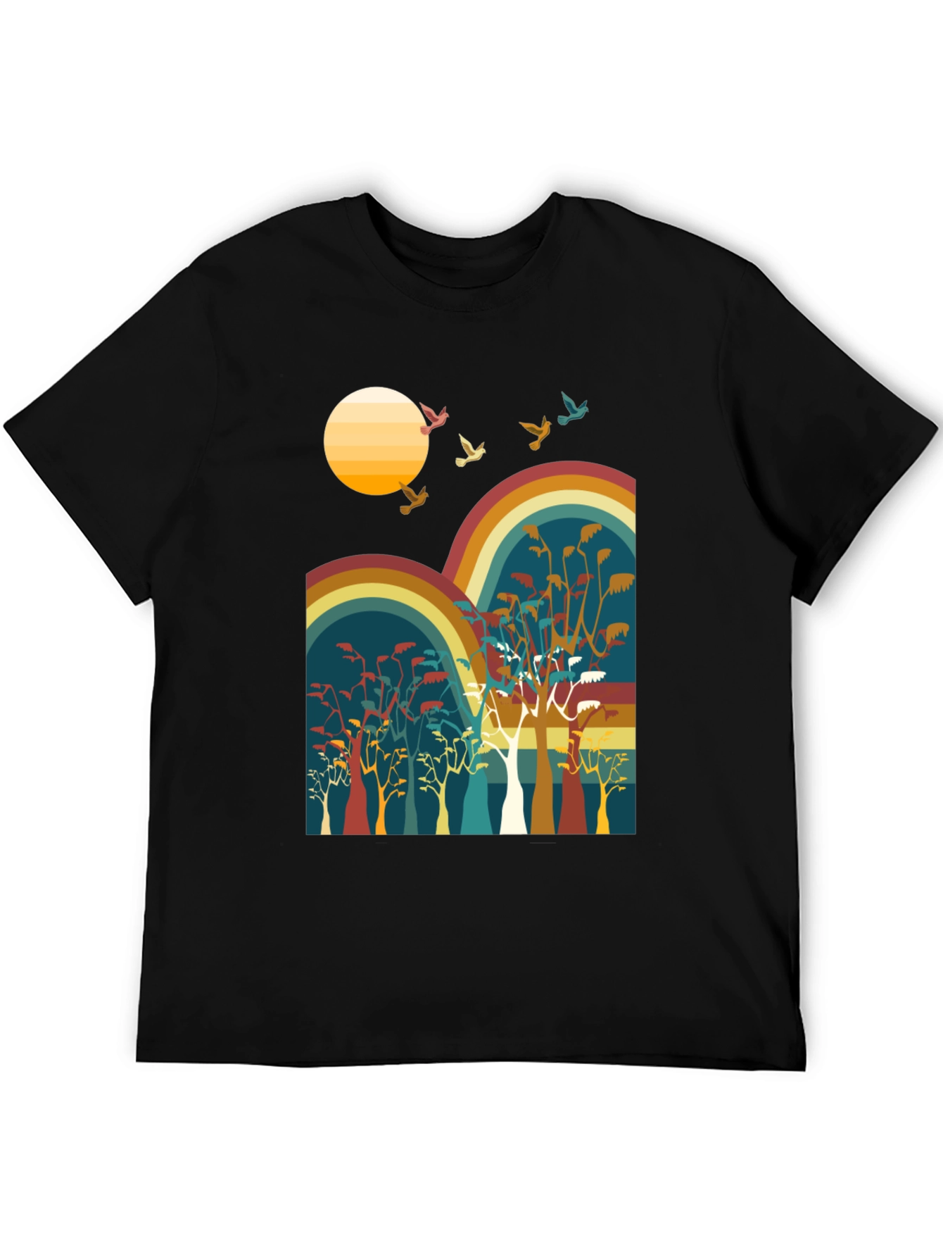 Retro Sunset & Birds Graphic Tee