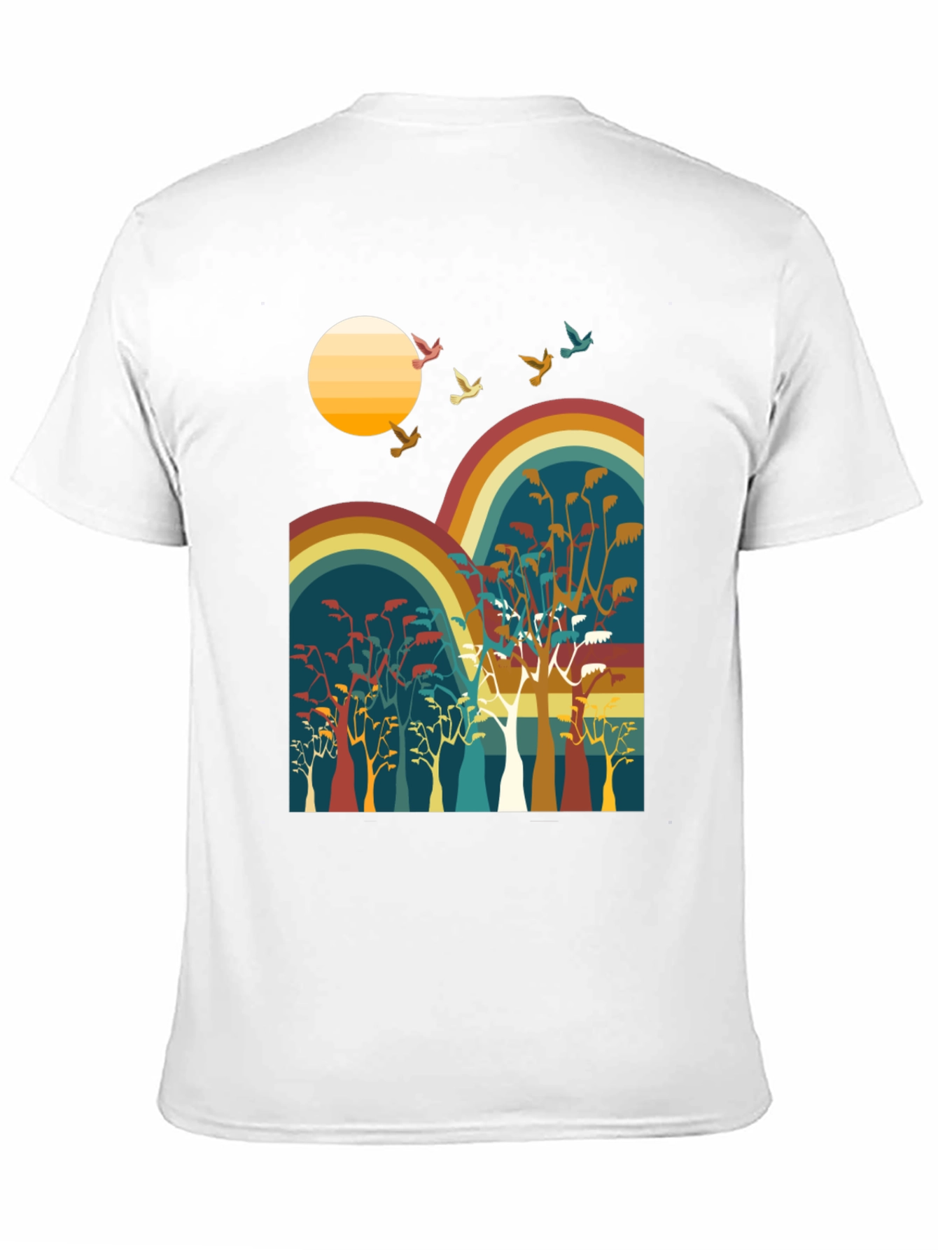Retro Sunset & Birds Graphic Tee