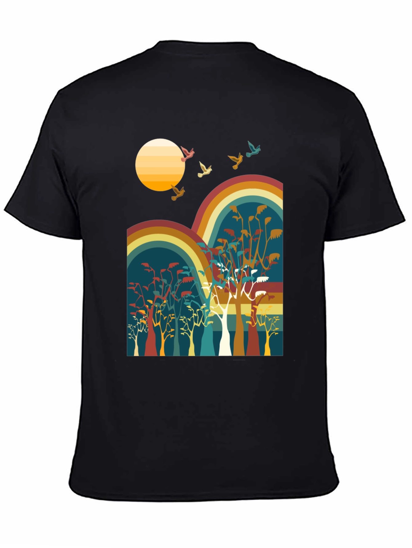 Retro Sunset & Birds Graphic Tee