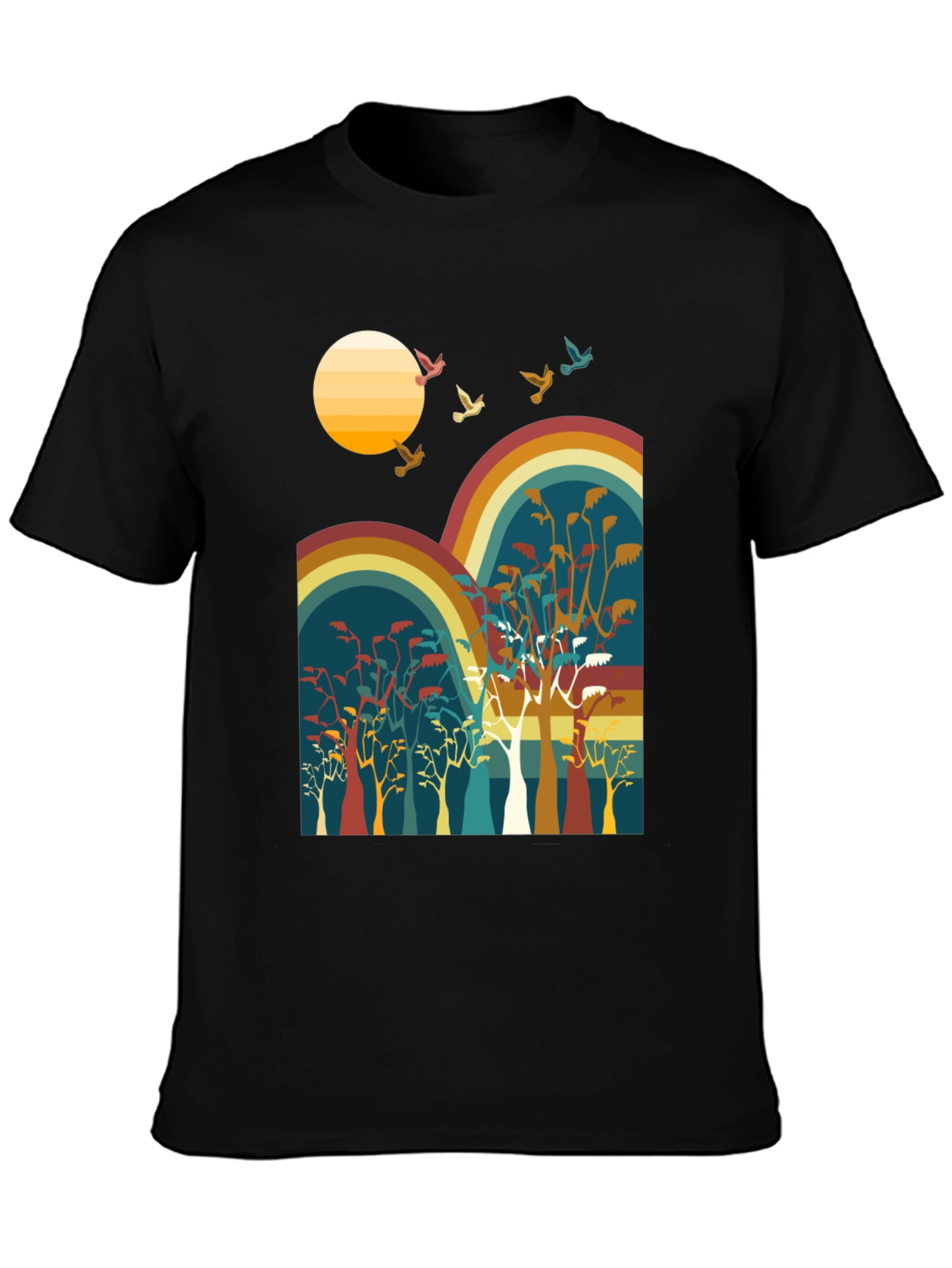 Retro Sunset & Birds Graphic Tee
