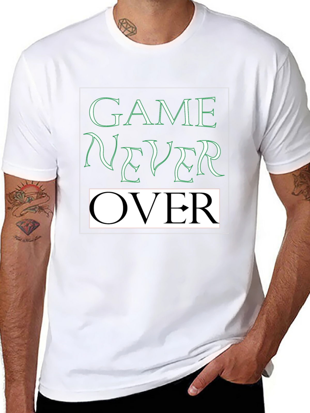 Game Never Over Graphic Tee - Black Cotton T-Shirt