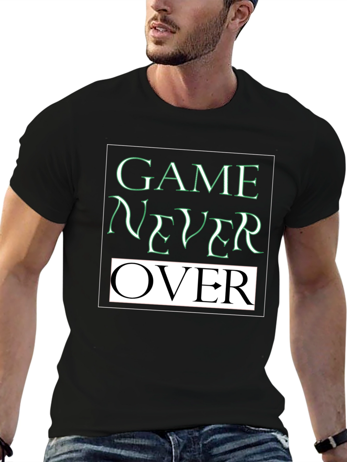 Game Never Over Graphic Tee - Black Cotton T-Shirt