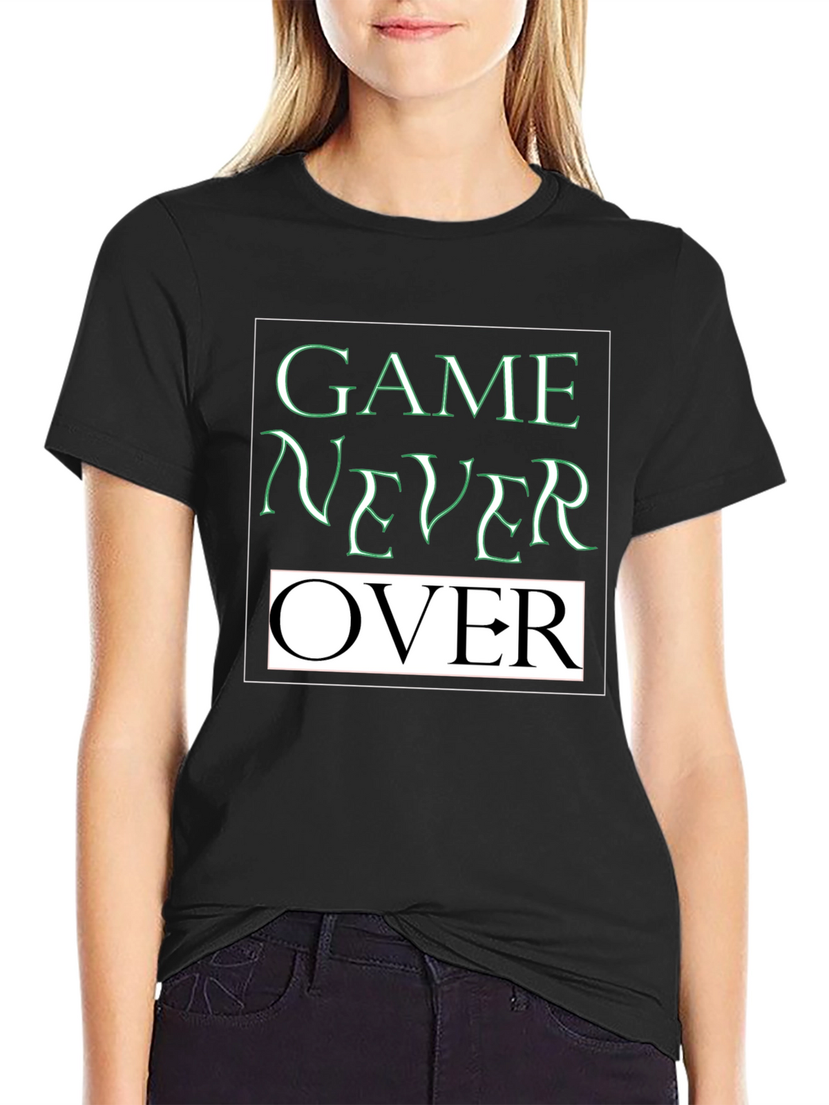 Game Never Over Graphic Tee - Black Cotton T-Shirt