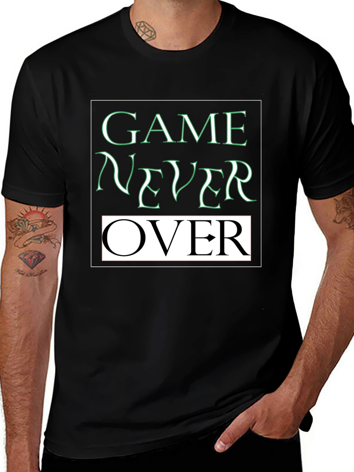 Game Never Over Graphic Tee - Black Cotton T-Shirt