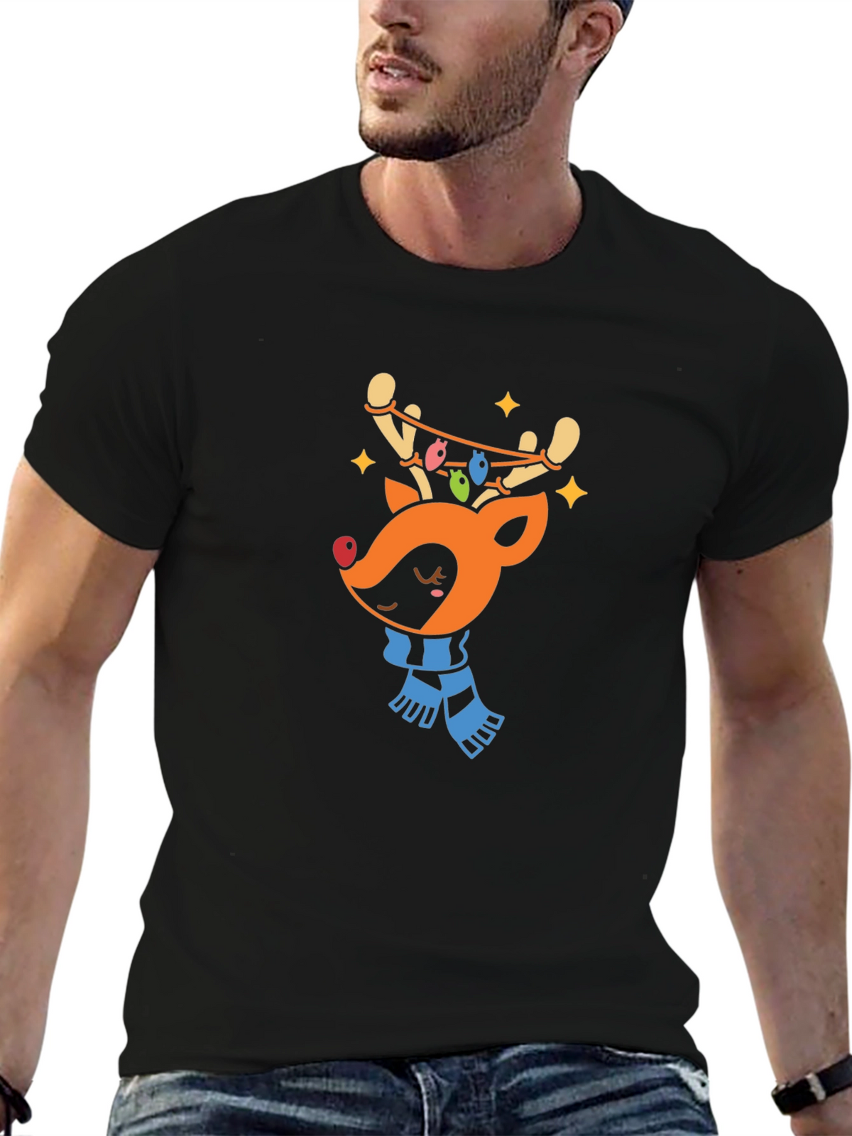 Festive Reindeer Graphic Tee - Holiday Cheer!