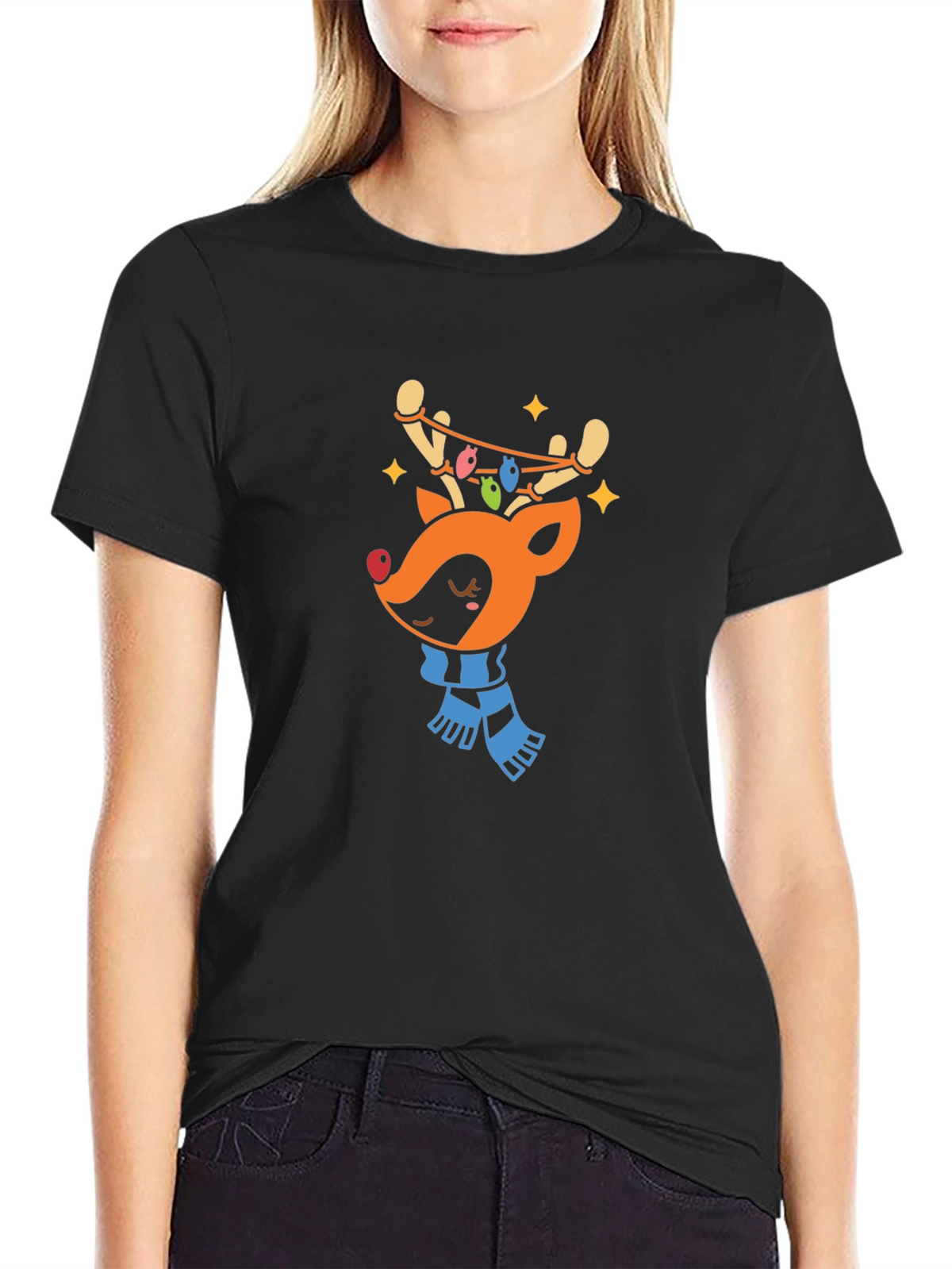 Festive Reindeer Graphic Tee - Holiday Cheer!