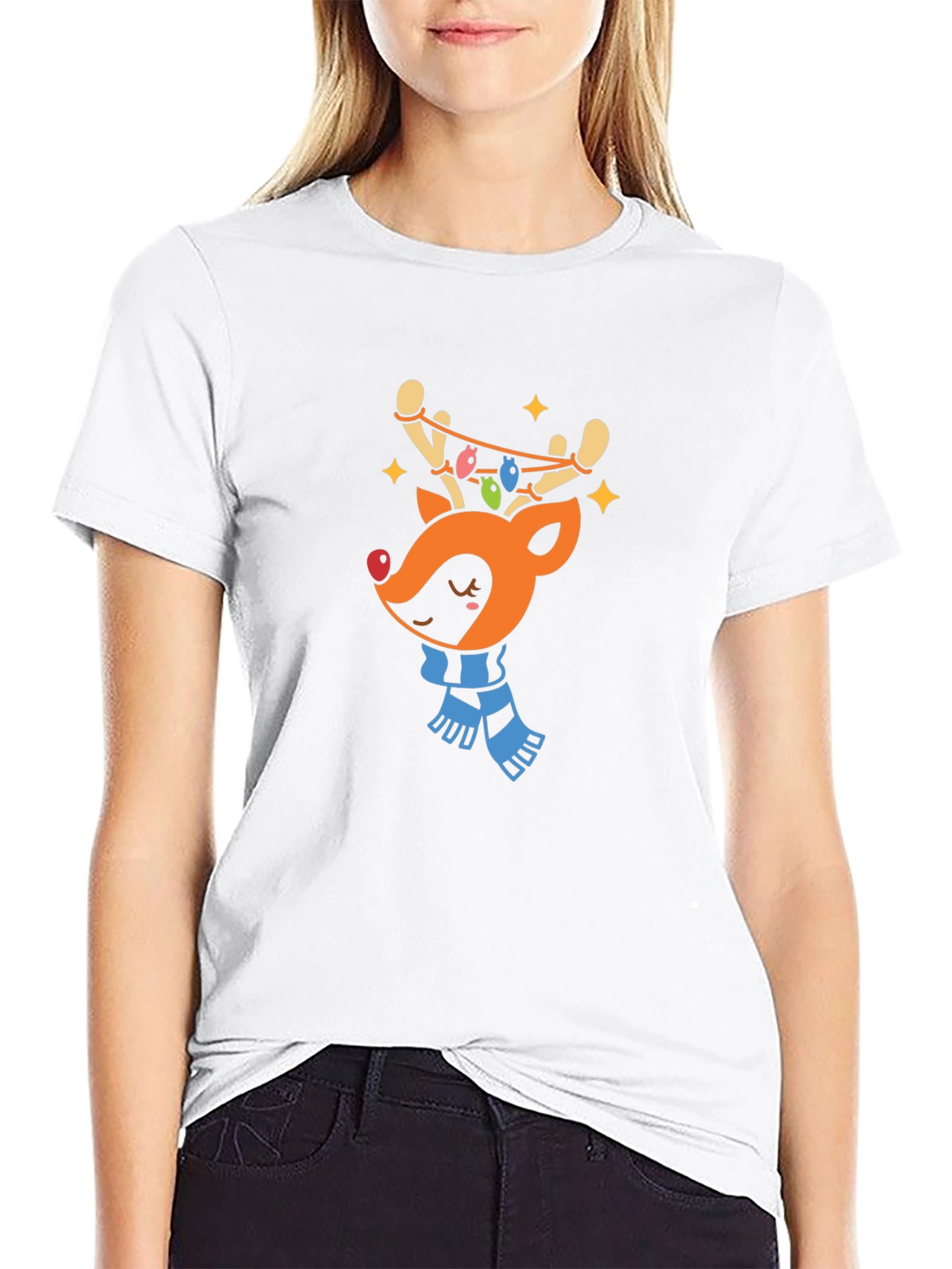 Festive Reindeer Graphic Tee - Holiday Cheer!