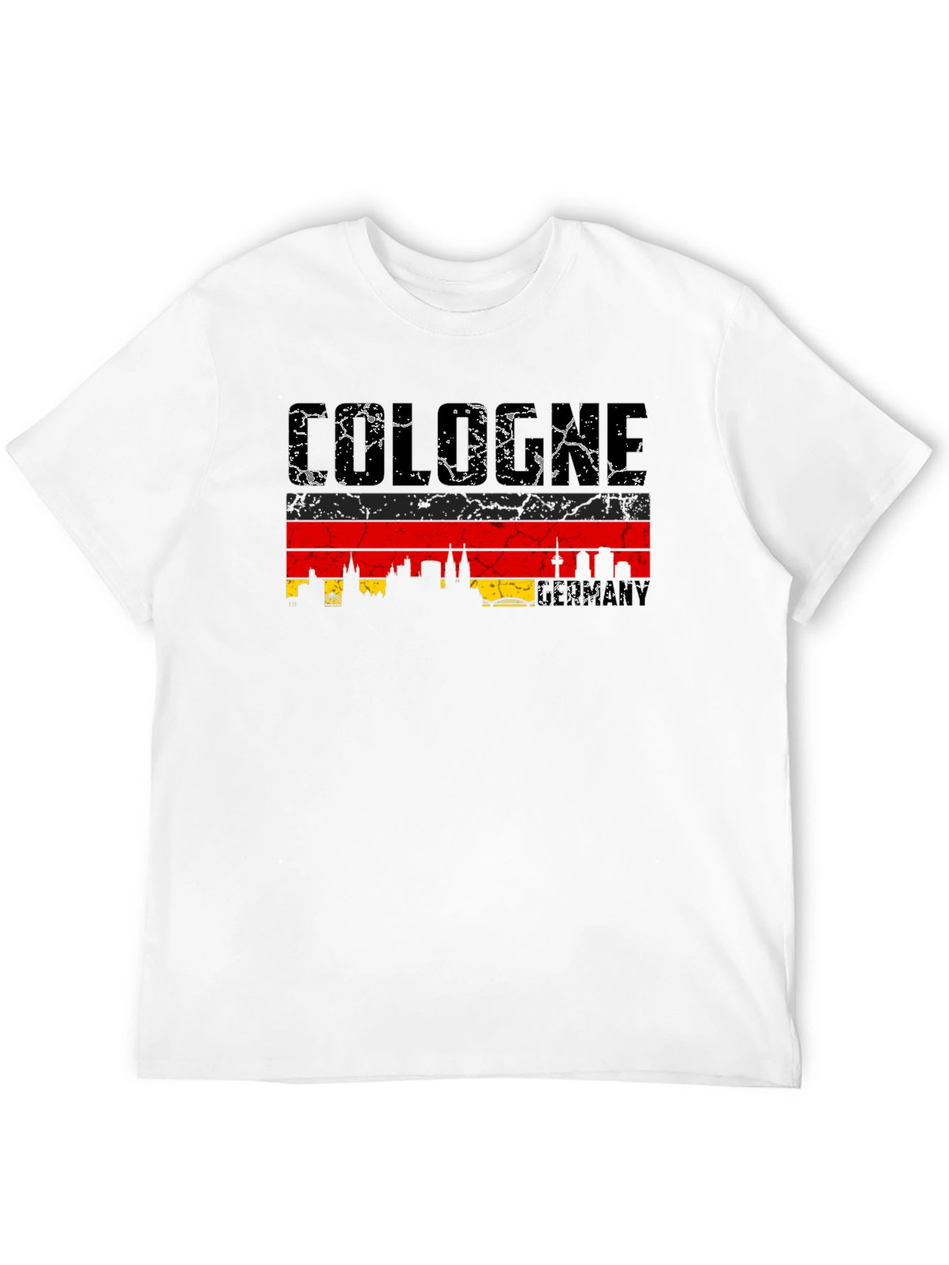 Cologne Skyline T-Shirt - Black Distressed Graphic Tee