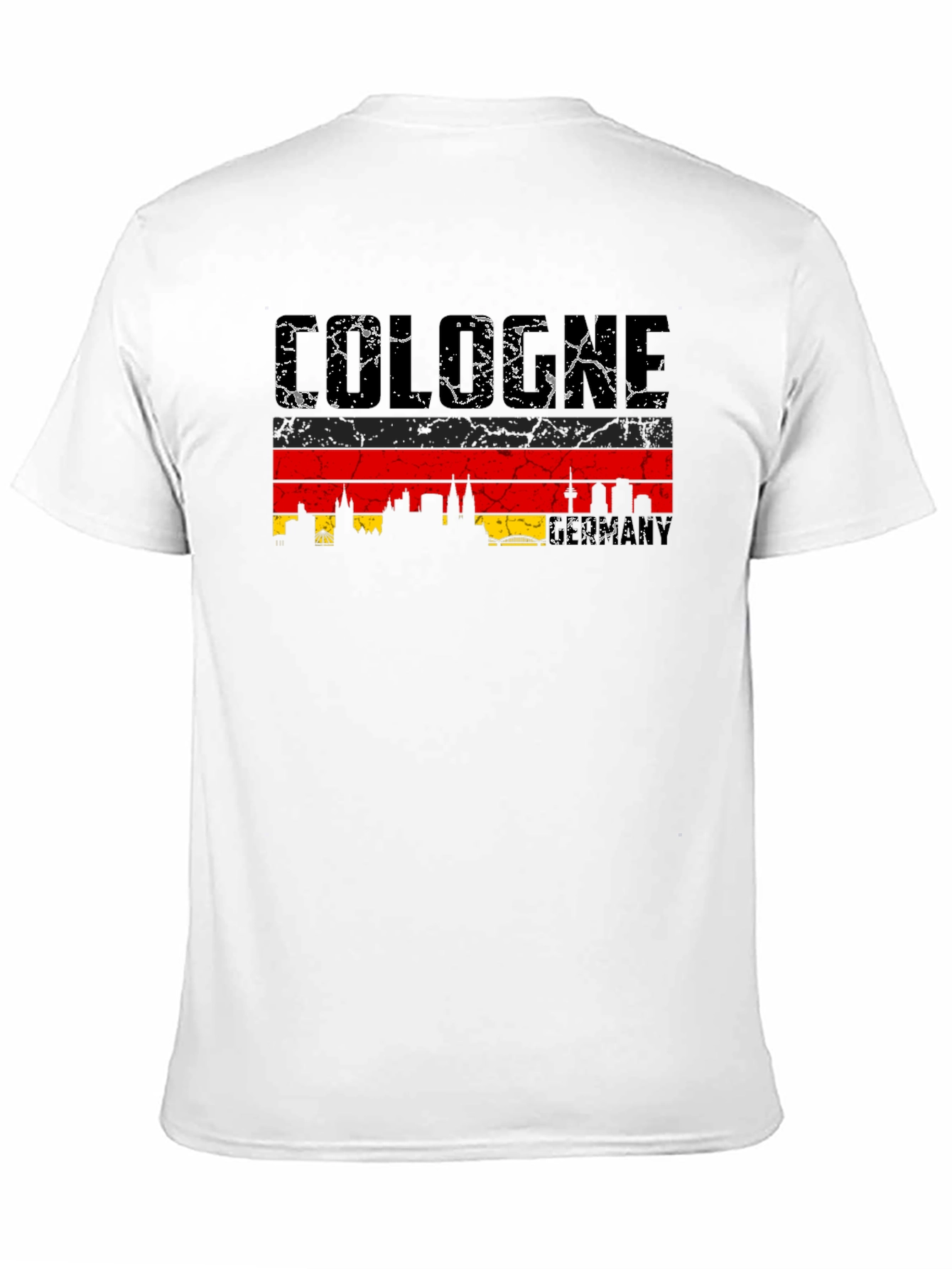 Cologne Skyline T-Shirt - Black Distressed Graphic Tee