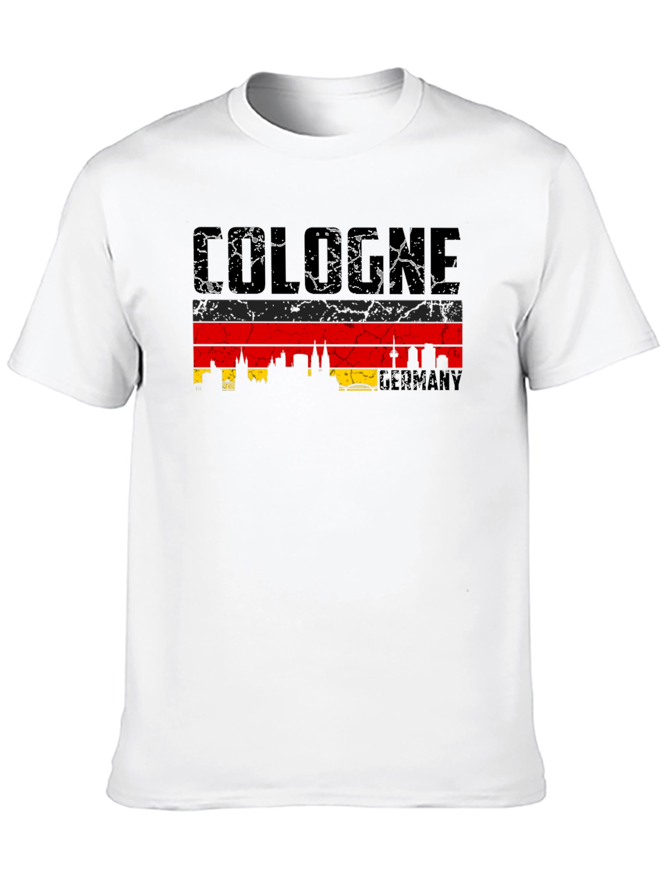 Cologne Skyline T-Shirt - Black Distressed Graphic Tee