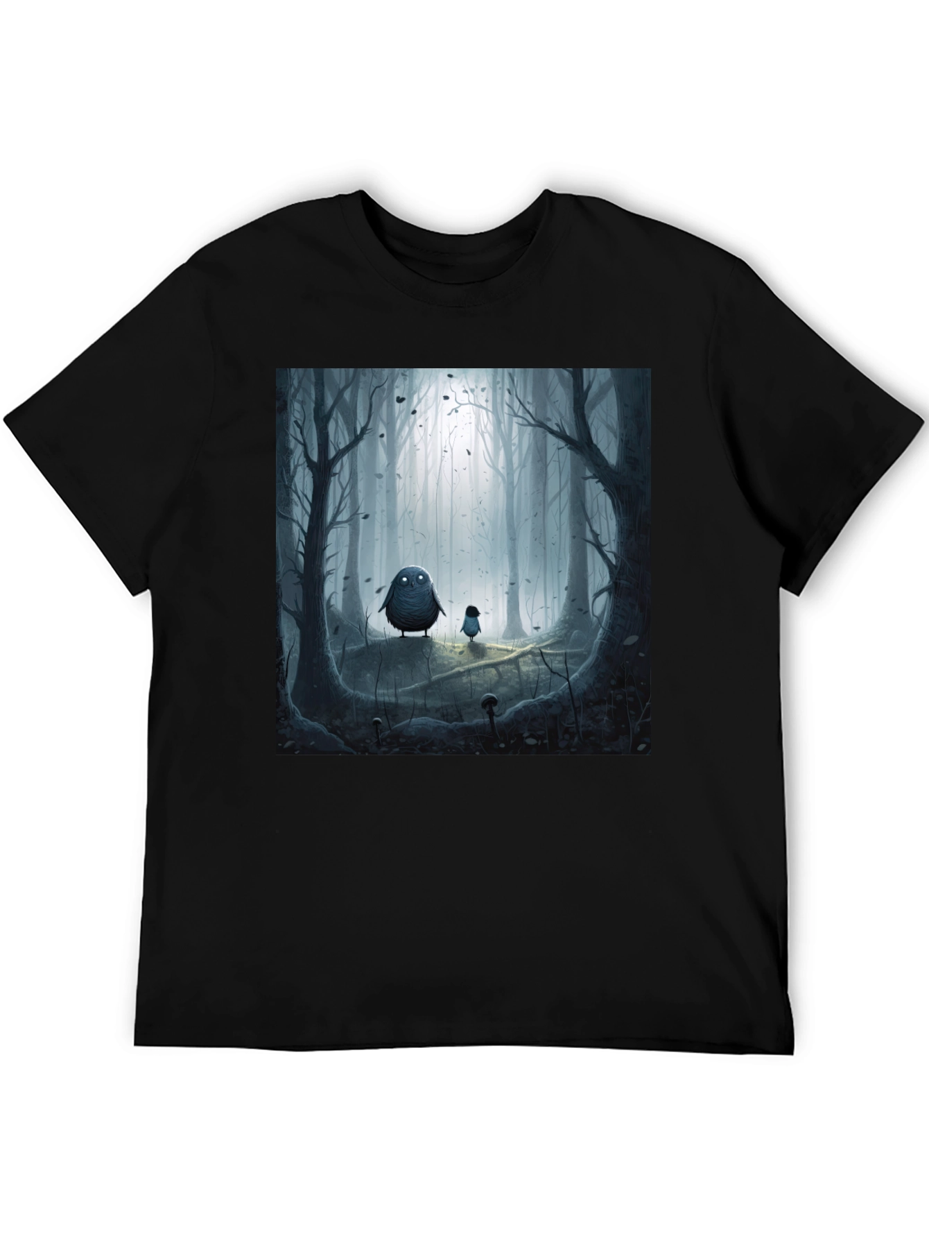 Eerie Forest Print Black T-Shirt