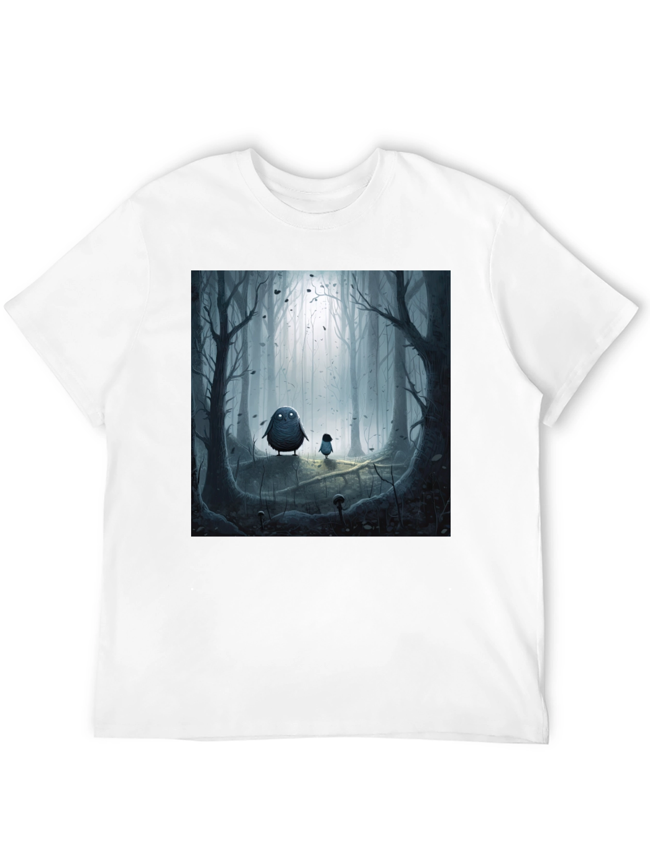Eerie Forest Print Black T-Shirt