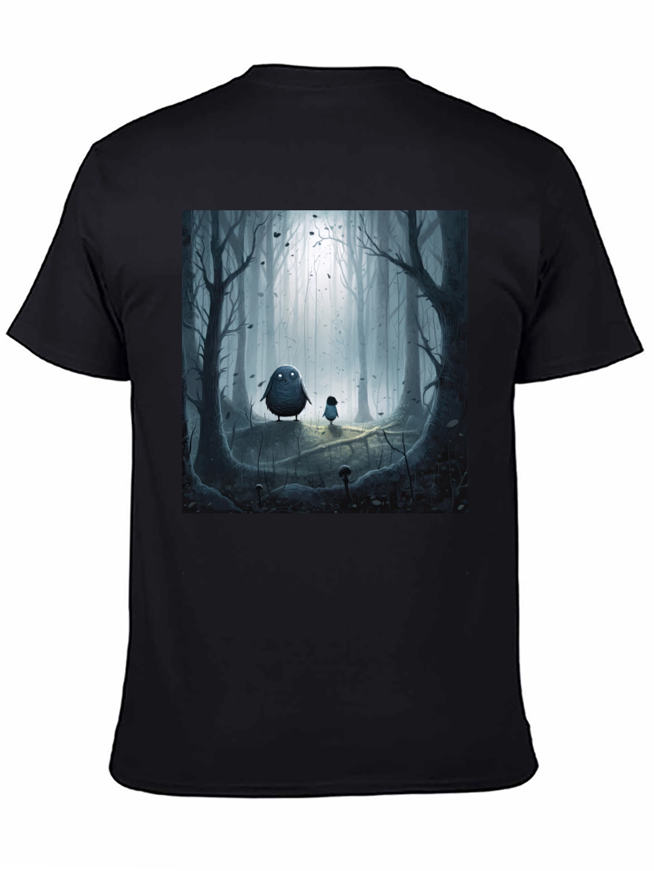 Eerie Forest Print Black T-Shirt