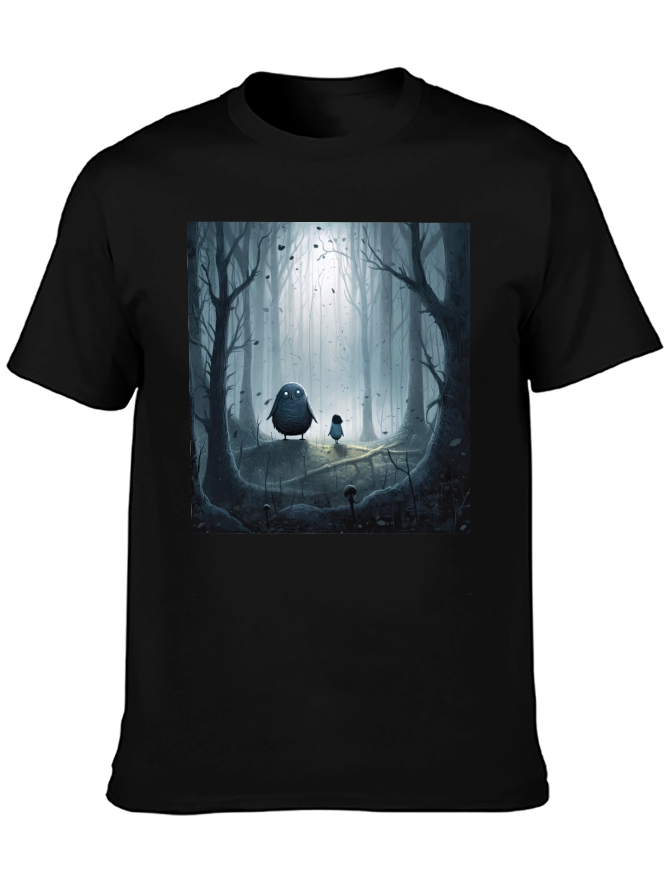 Eerie Forest Print Black T-Shirt