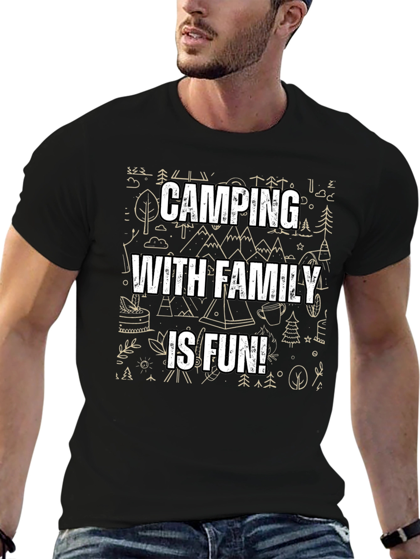 Camping With Family Is Fun Black T-Shirt