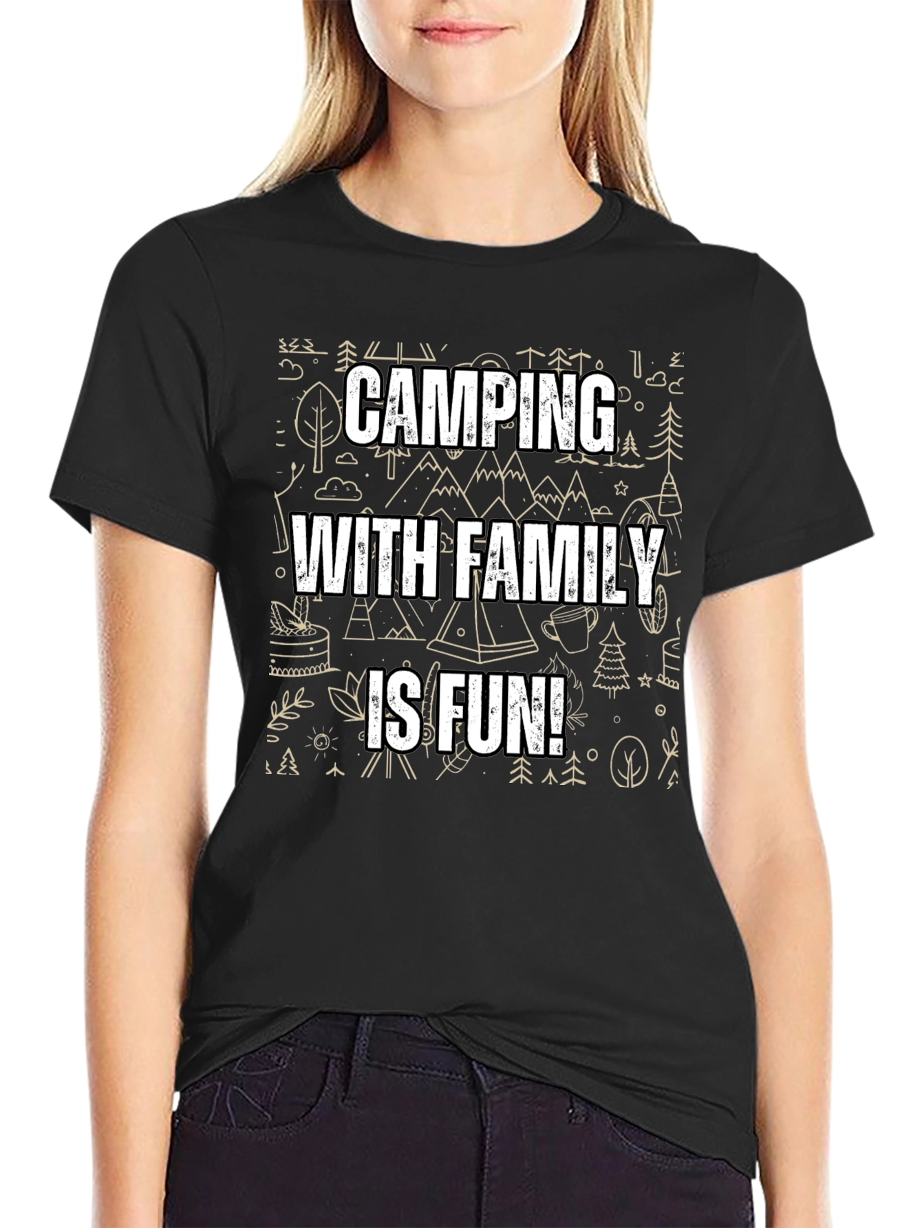 Camping With Family Is Fun Black T-Shirt