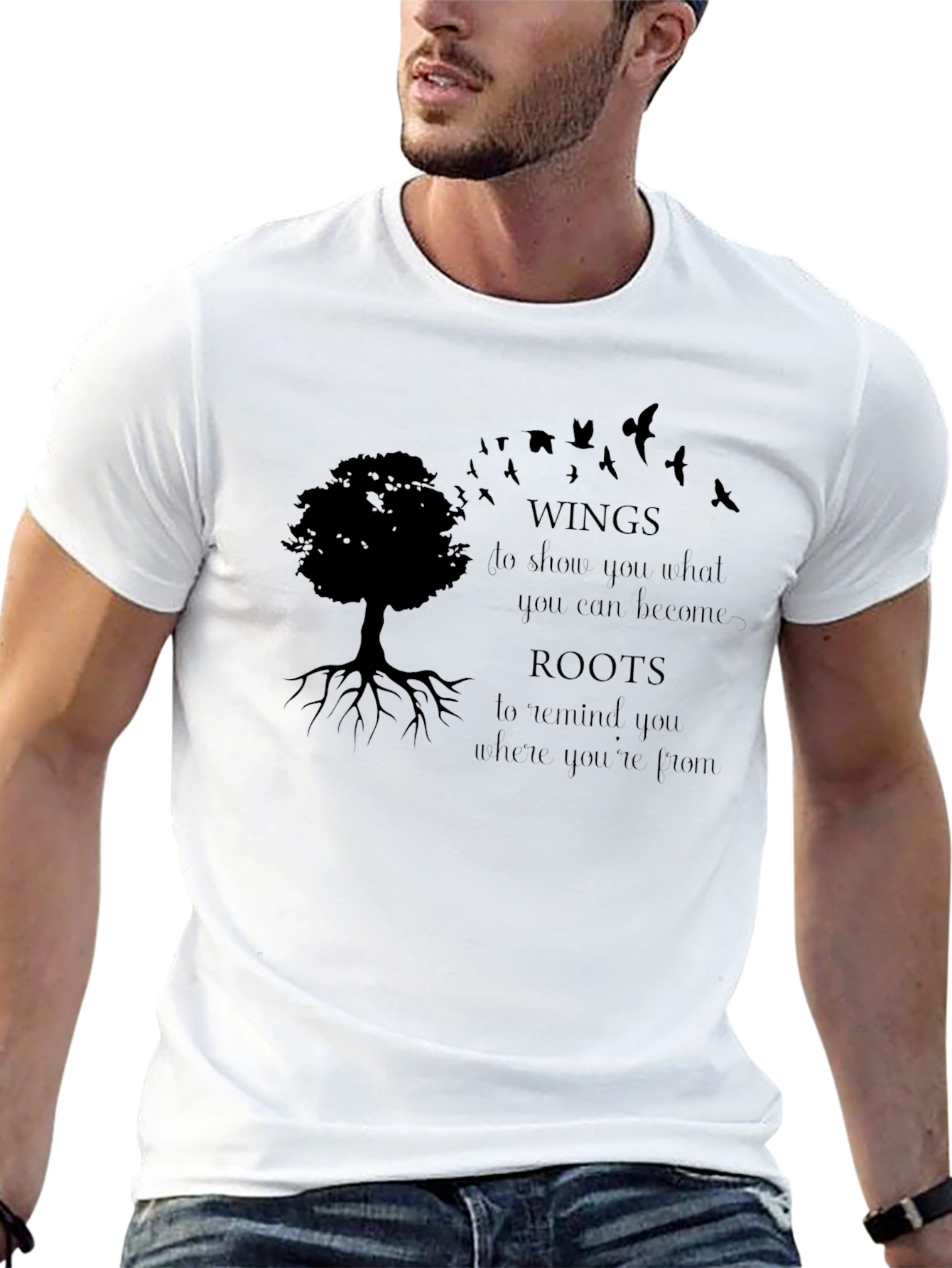Wings & Roots Graphic T-Shirt - Inspiring Design
